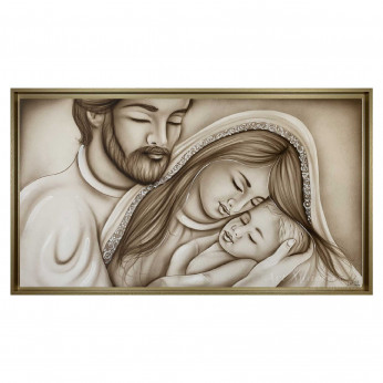 Art Maiora Capezzale con la sacra famiglia dipinta a mano su tela Pazienza 110x65