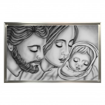 Art Maiora Capezzale con sacra famiglia dipinta a mano su tela in cotone "Tenerezza" 110x65