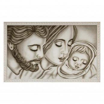 Art Maiora Capezzale con sacra famiglia dipinta a mano su tela in cotone "Tenerezza" 110x65