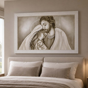 Art Maiora Capezzale contemporaneo con la sacra famiglia Luce Sacra 110x65 