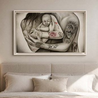 Art Maiora Capezzale dipinto a mano su tela moderna Amore Indelebile Tatoo 110x65 