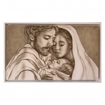 Art Maiora Capezzale la sacra famiglia dipinta a mano su tela Custodi dell'Amore 110x65 