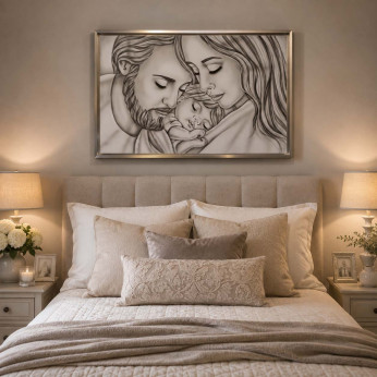 Art Maiora Capezzale la sacra famiglia in stile moderno Amore di Mamma e Papà 110x65
