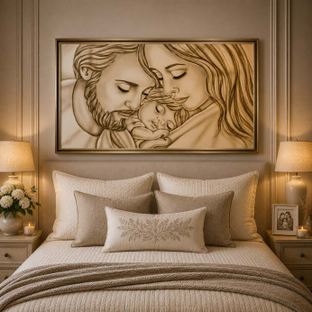 Art Maiora Capezzale la sacra famiglia in stile moderno Amore di Mamma e Papà 110x65 