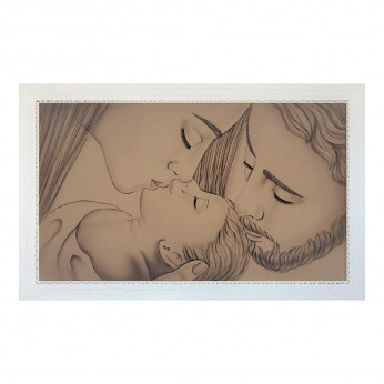 Art Maiora Capezzale moderno con la sacra famiglia dipinta su tela Bacio 110x65