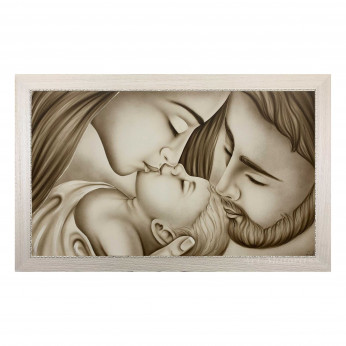 Art Maiora Capezzale moderno con la sacra famiglia dipinta su tela Bacio 110x65