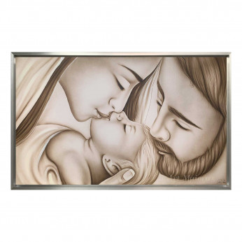 Art Maiora Capezzale moderno con la sacra famiglia dipinta su tela Bacio con Velo 110x65