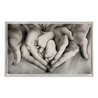 Art Maiora Capezzale moderno con la sacra famiglia dipinto a mano Family Heart 110x65