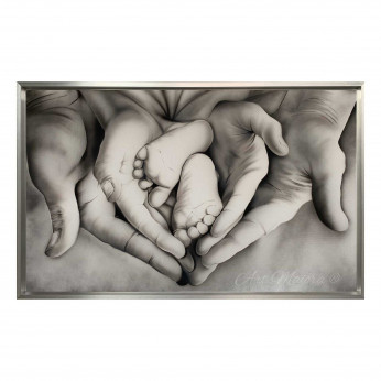 Art Maiora Capezzale moderno con la sacra famiglia dipinto a mano Family Heart 130x70