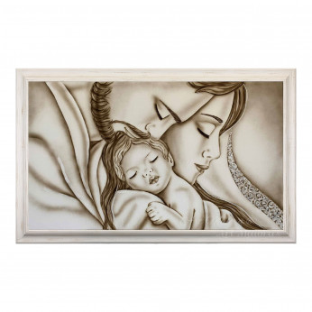 Art Maiora Capezzale moderno con sacra famiglia "Abbraccio Romantico" 110x65