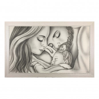 Art Maiora Capezzale moderno dipinto a mano su tela in cotone "Legame di Vita" 110x65 
