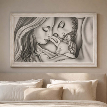 Art Maiora Capezzale sacra famiglia dipinta a mano su tela Legame di Vita 110x65 