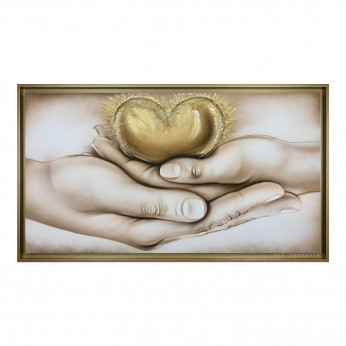 Art Maiora Capoletto capezzale moderno dipinto a meno su tela Abbraccio del Cuore 110x65