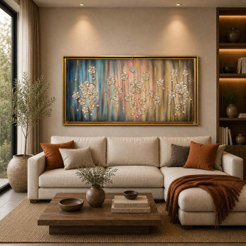 Art Maiora Quadro con fiorni su tela dipinta a mano Sogno Floreale 130x70