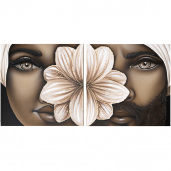 Art Maiora Quadro dipinto a mano su tela con mori Bellezza 80x80 set 2 pezzi