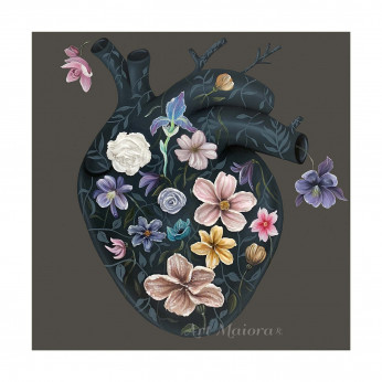 Art Maiora Quadro floreale materico astratto dipinto a mano Flowery Heart 100x100