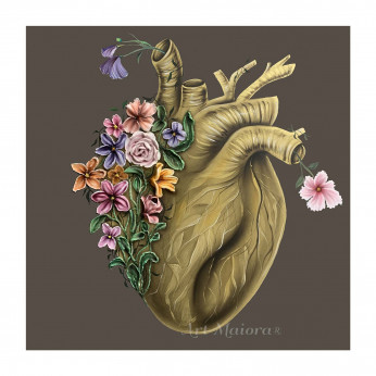 Art Maiora Quadro floreale materico astratto dipinto a mano Flowery Heart 100x100