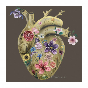 Art Maiora Quadro floreale materico astratto dipinto a mano Flowery Heart 100x100