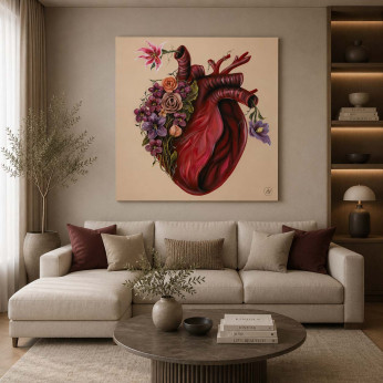 Art Maiora Quadro floreale materico astratto dipinto a mano Flowery Heart 100x100