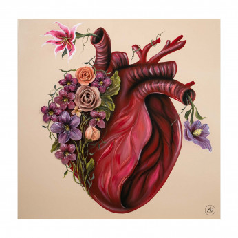 Art Maiora Quadro floreale materico astratto dipinto a mano Flowery Heart 100x100