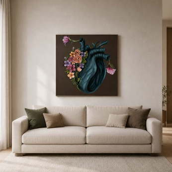 Art Maiora Quadro floreale materico astratto dipinto a mano Flowery Heart 100x100 