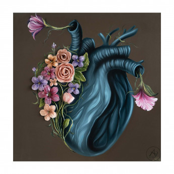 Art Maiora Quadro floreale materico astratto dipinto a mano Flowery Heart 100x100