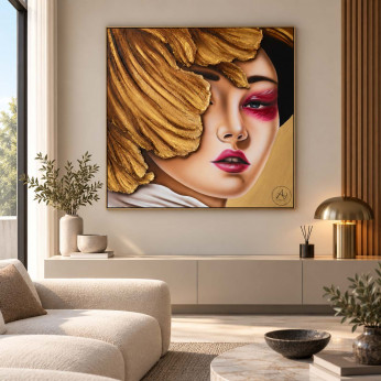 Art Maiora Quadro moderno dipinto a mano su tela Sguardo Fiorito 100x100
