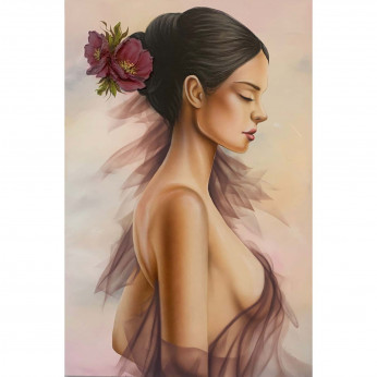 Art Maiora Quadro moderno figurativo Sogno di Veli 100x150 con fiori materici 