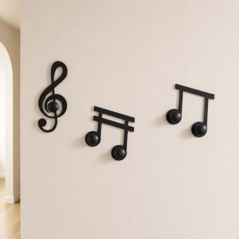 Arti e Mestieri Appendiabiti da muro in metallo con le note musicali e 5 ganci Note Musicali