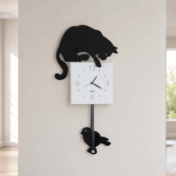 Arti e Mestieri Orologio a pendolo da parete moderno Hunter Cat