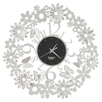 Arti e Mestieri Orologio da muro in metallo con fiori e farfalle dal design moderno ed elegante Margherite