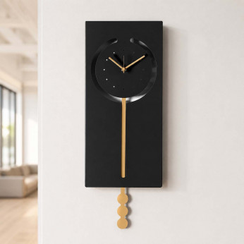 Arti e Mestieri Orologio da parete a pendolo in metallo rettangolare dal design moderno Omega