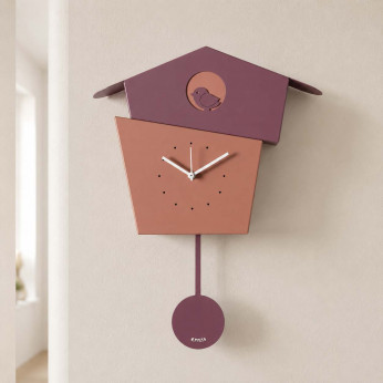 Arti e Mestieri Orologio da parete con pendolo e sagoma di uccellino in metallo design moderno Picchiarello