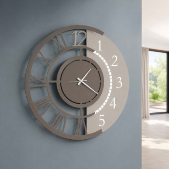 Arti e Mestieri Orologio da parete grande doppia numerazione in metallo dalle linee moderne Full Metal Jack