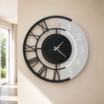Arti e Mestieri Orologio da parete grande doppia numerazione in metallo dalle linee moderne Full Metal Jack