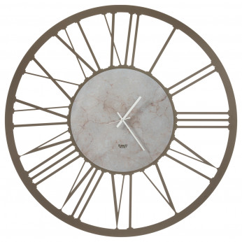 Arti e Mestieri Orologio da parete grande in metallo rotondo con numeri romani design moderno Marmo