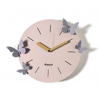 Arti e Mestieri Orologio da parete in metallo con farfalle decorative Battito D'Ali