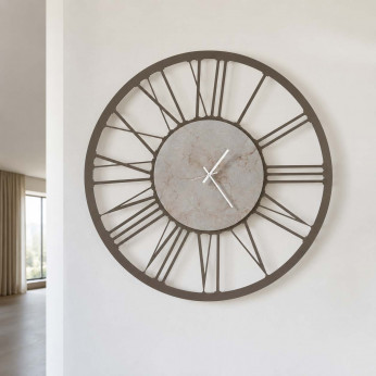 Arti e Mestieri Orologio da parete in metallo con numeri romani e finitura marmo design moderno Marmo
