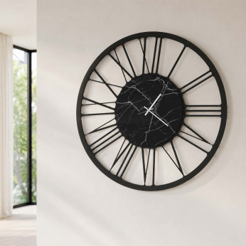Arti e Mestieri Orologio da parete in metallo con numeri romani e finitura marmo design moderno Marmo