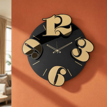Arti e Mestieri Orologio da parete in metallo con quadrante in vetro di design Benguiat