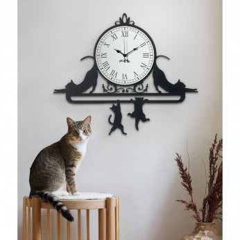 Arti e Mestieri Orologio da parete in metallo con gatti decorativi Cattitude