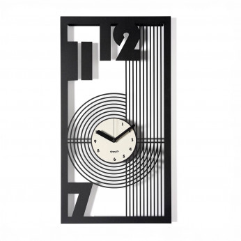 Arti e Mestieri Orologio da parete rettangolare con quadrante centrale e dettagli geometrici Gropius
