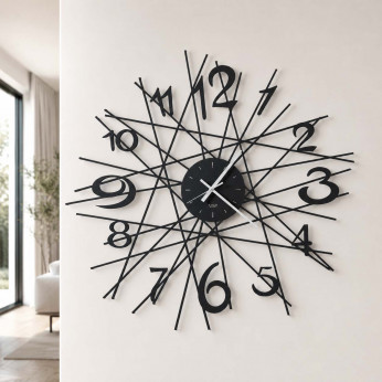 Arti e Mestieri Orologio da parete moderno di design con struttura a raggiera in metallo Zig Zag