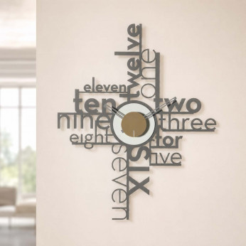 Arti e Mestieri Orologio da parete moderno in metallo con design tipografico creativo Lettering