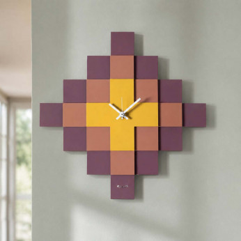 Arti e Mestieri Orologio da parete moderno quadrato con design a mosaico e struttura in metallo Mosaico