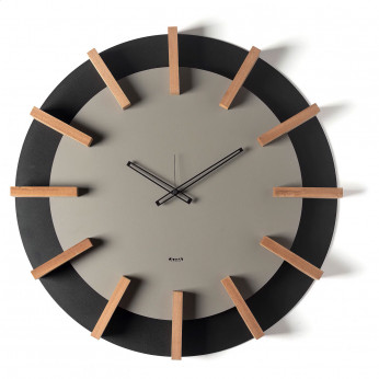 Arti e Mestieri Orologio da parete particolare in metallo e dettagli in legno Timon