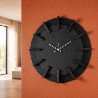 Arti e Mestieri Orologio da parete particolare in metallo e dettagli in legno Timon