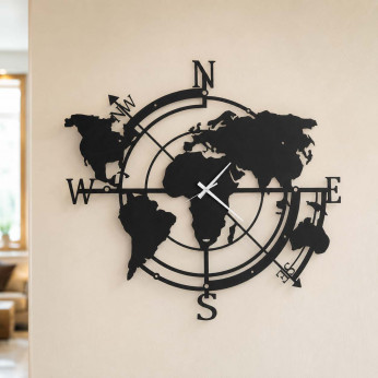 Arti e Mestieri Orologio da parete piccolo in metallo dal design moderno Planisfero
