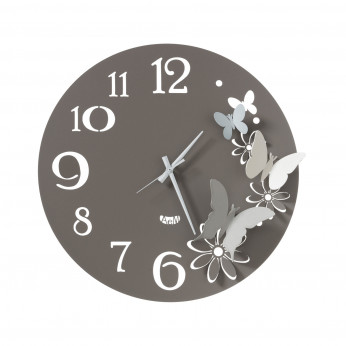 Arti e Mestieri Orologio da parete rotondo in metallo con farfalle decorative Farfalle