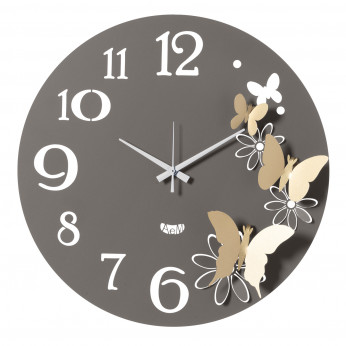 Arti e Mestieri Orologio da parete rotondo in metallo con farfalle decorative Farfalle